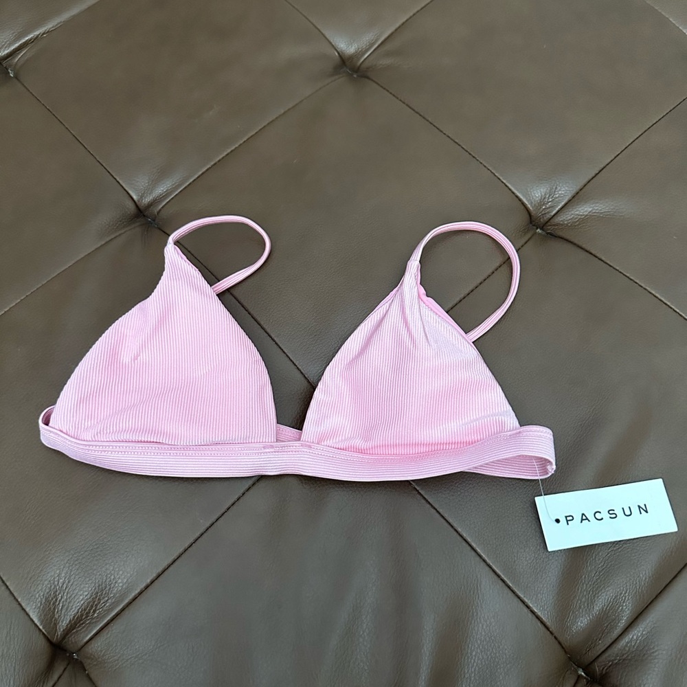 La Hearts Pink Triangle Bikini Top